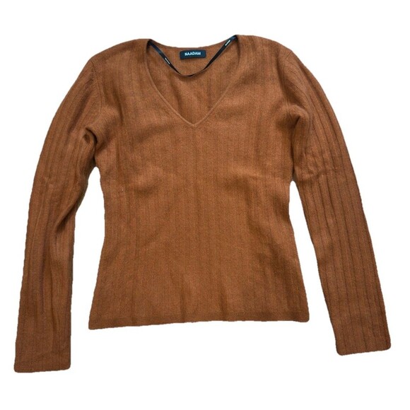 Naadam Cashmere Sweater V Neck Small Pullover Pumpkin Orange Ribbed Fall Picture - Picture 1 of 6